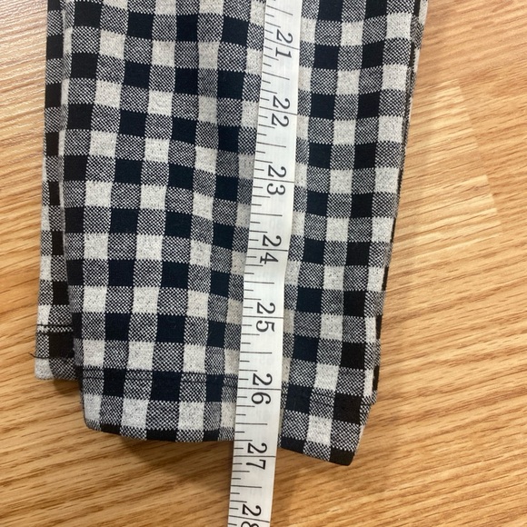 Zara Gingham Black & Tan Plaid Skinny Pants Front Zipper Size L Elastic Waist - Picture 10 of 11